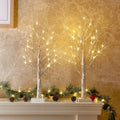 PEIDUO 2FT Birch Tree Easter Decorations - LED Light Up Tree Lamp with Timer & Warm White Glow | Indoor Table Decor (2PK)