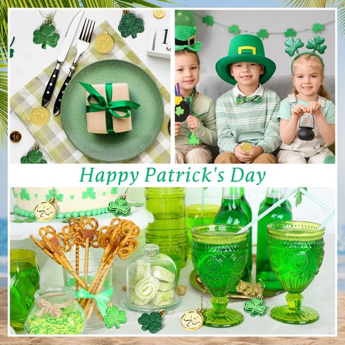 Valentines Day Decor Tree Ornaments Set, 108 PCS Hanging Ornaments for Valentine's Day St Patricks Easter, Romantic Decor Glitter Heart Shamrock Easter Egg for Home Wedding Dinner Gifts Party Table