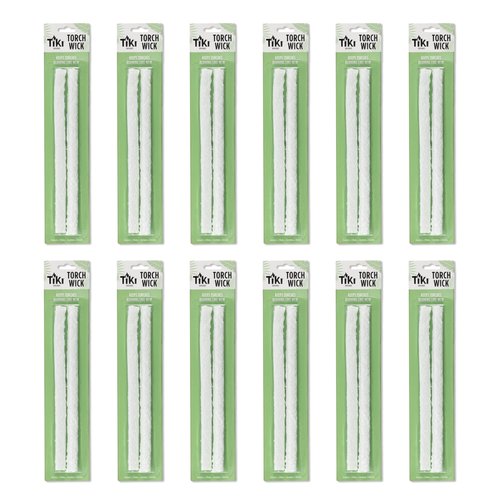 TIKI Replacement Fiberglass Torch Wicks for Outdoor Tiki Torches, White, 2-Pack (Case of 12), 9 in, 1319119