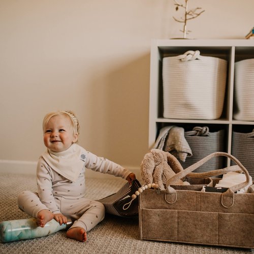 Parker Baby Rope Storage Cubes - 11 Inch Nursery Cubby Organizer, Closet Organizer, Toy Bin - White