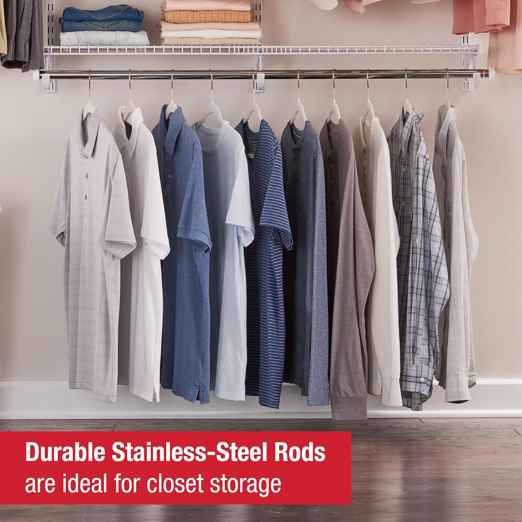 Rubbermaid Configurations Custom Closet Kit - Adjustable 4-8 Ft. Metal Wire Shelving | White Finish, Complete Organization System
