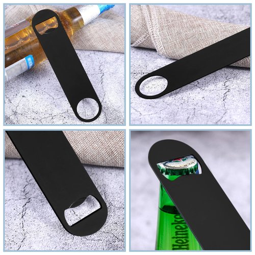 Yugada 100 Pack Flat Beer Bottle Opener 7 inch Stainless Steel Flat Bottle Opener Beer Bottle Openers for Bartender Kitchen Bar Restaurant (Black)