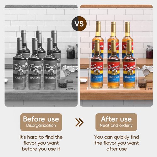 Baosia Acrylic Coffee Syrup Rack (6 Bottle Capacity),Syrup Bottle Holder Stand for Coffee Bar,Kitchen.Small Wine Rack for Bar,Family,Storage for Syrup,Wine,Condiments(Transparent)