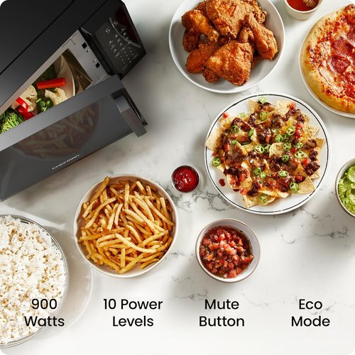 Chefman Microwave Oven - 0.9 Cu. Ft. 900 Watts with 10 Power Levels & 6 Cooking Presets - Black