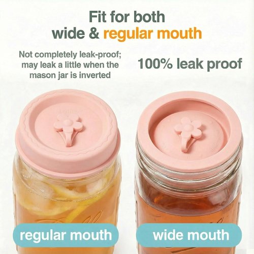 Lelife Silicone Mason Jar Lids, Regular and Wide Mouth Compatible, with Straw Hole and Stopper (bright color 4pcs)