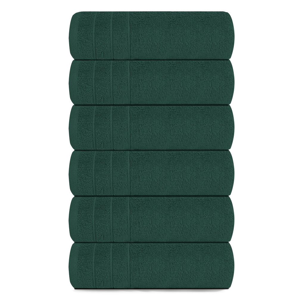 Tens Towels Pack of 6 Hand Towels, 100% Cotton, Lighter Weight, Quick to Dry, 16 x 28 Inches, Super Soft & Absorbent, Perfect for Bathroom & Kitchen (Hunter Green)