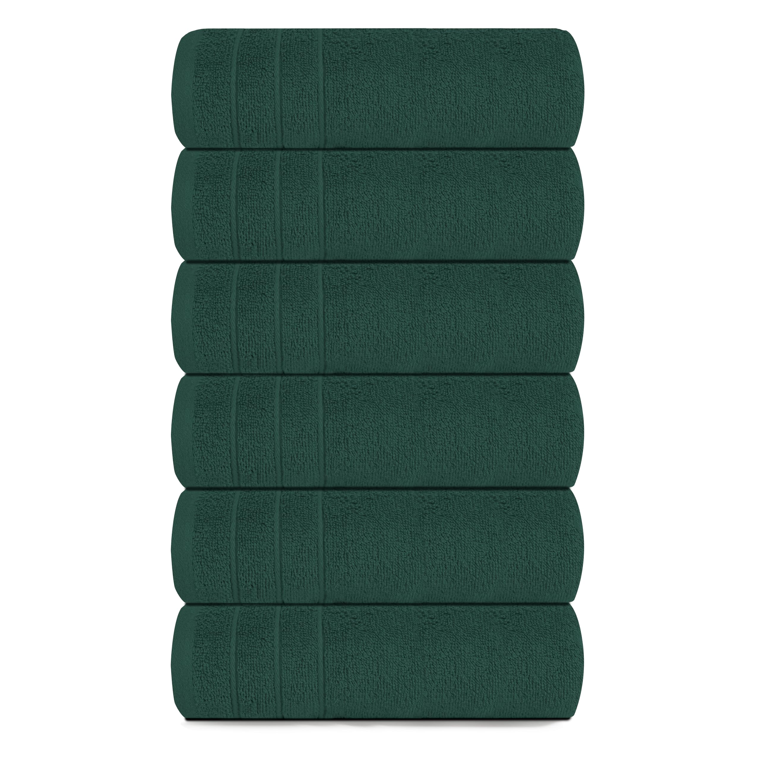 Tens Towels Pack of 6 Hand Towels, 100% Cotton, Lighter Weight, Quick to Dry, 16 x 28 Inches, Super Soft & Absorbent, Perfect for Bathroom & Kitchen (Hunter Green)