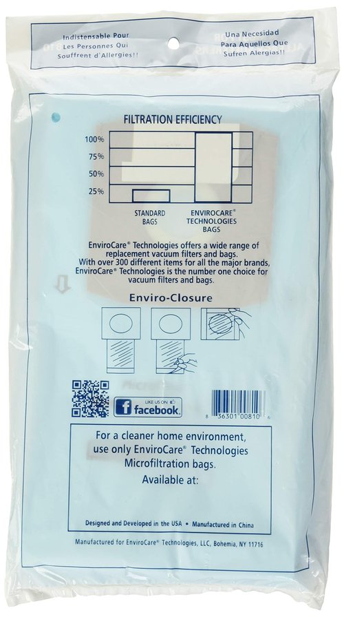 EnviroCare Replacement Micro Filtration Vacuum Cleaner Dust Bags made to fit Riccar SL+, Simplicity Type J canisters 6 bags
