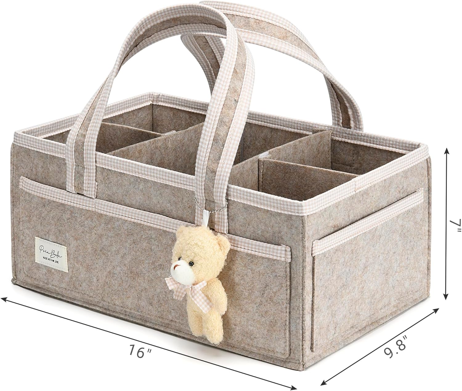 PeraBella Baby Diaper Caddy Organizer - XL Portable Felt Storage Bin for Nursery Essentials | Ideal Baby Shower Gift
