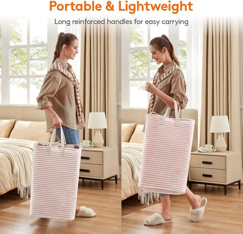 Lifewit Laundry Basket - 80L Collapsible Hamper with Reinforced Handles | Waterproof Design, Pink