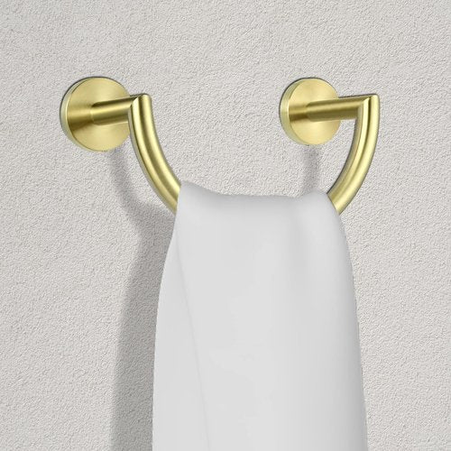 HouseAid Stainless Steel Towel Ring for Bathroom, Hand Towel Holder, Modern Semi-Circular Hand Towel Rack, Wall Mounted, Brushed Gold