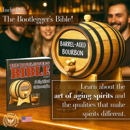American Oak Barrel (2 liter) with Chalkboard Front - Charred Mini Keg for Aging Cocktails, Bourbon, Scotch, Whiskey, Gin, Hot Sauce - Home Bar Decor by Thousand Oaks Barrel Co.