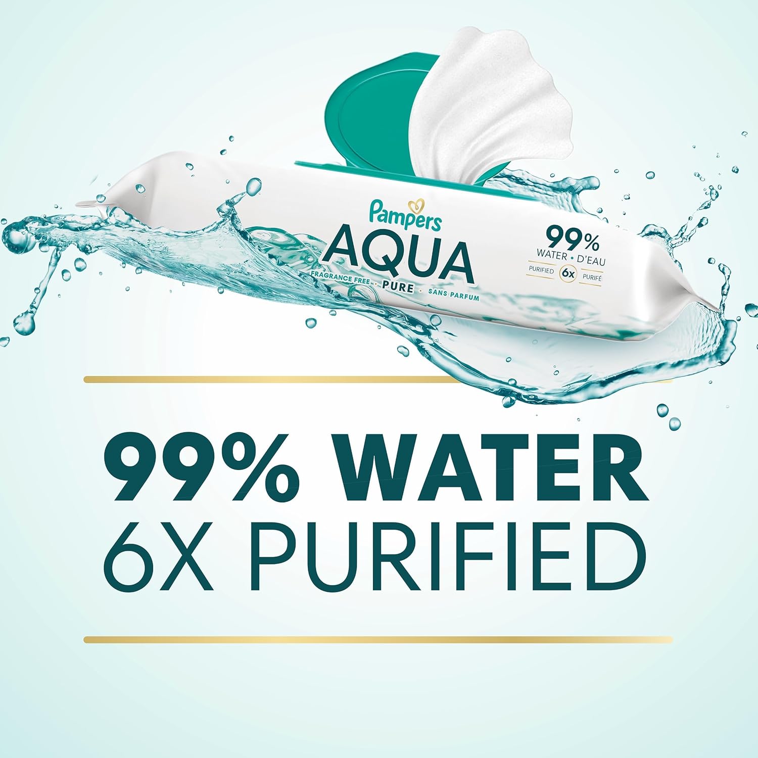 Pampers Aqua Pure Baby Wipes - 99% Water, Fragrance-Free, 672 Total Wipes in 12 Flip-Top Packs