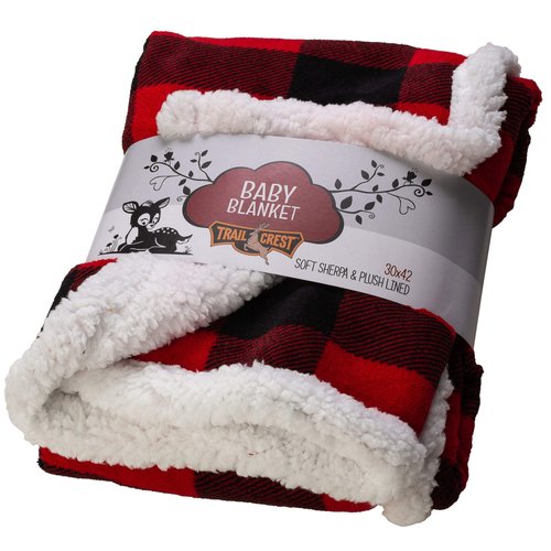 Ultra Soft Sherpa Fleece Plaid Baby Blanket | Cozy, Plush Throw Blanket for Kids | Reversible Plaid | Washable | Wide Size for Extra for Warmth & Comfort | Cute