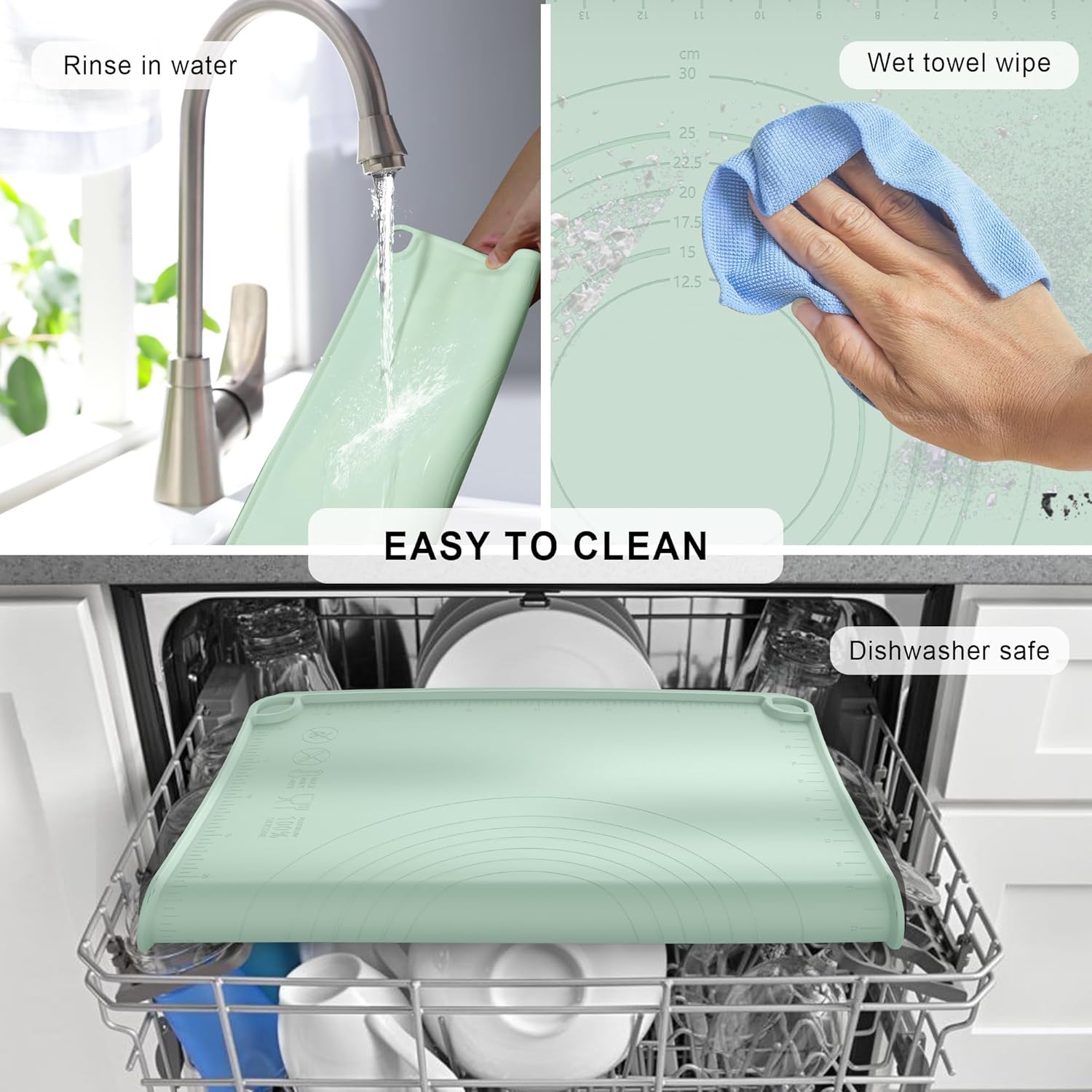 Sky Blue Silicone Baking Mat - Versatile Dough Rolling & Pastry Mat for Pizza, Pie, Macaron, Bread (24"×16")