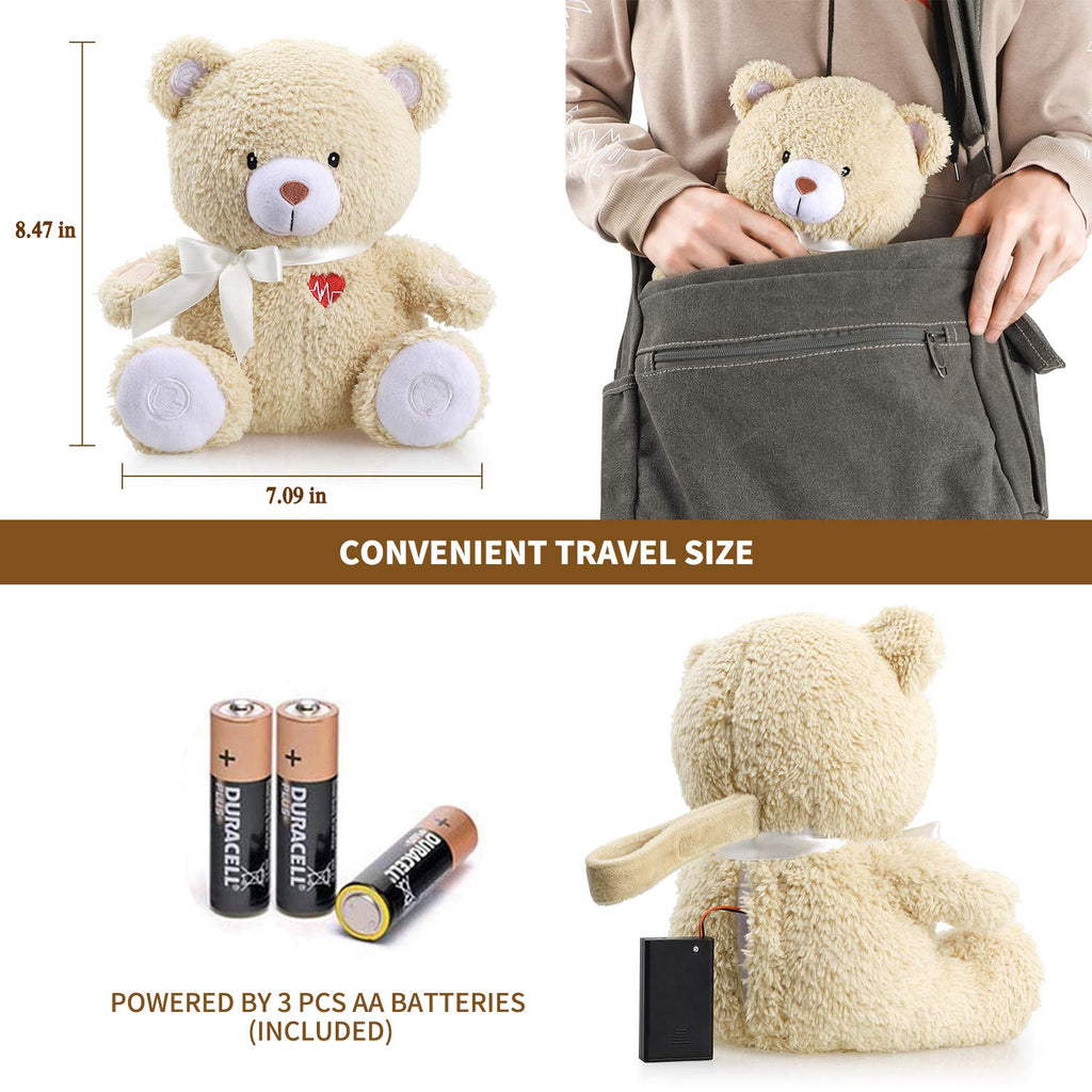 BEREST Newborns Musical Baby Sleep Soother, Mom's Heartbeat White Noise Machine, Bear Sleeping Aid with Cry Sensor, Night Light & 9 Sounds Therapy, Classic Sleeping Bear Infant Sleeping Aid Toy(Brown)