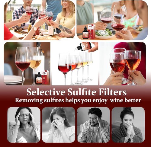 2 Bottles Wine Filter Drops, Red White Wine Lovers Tasteless Purifier Accessories Filters for Histamines and Sulfite, Gifts for Him Men and Women