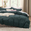 Bedsure Forest Green Duvet Cover Set - Extra Soft Prewashed Cotton-Like Queen Size | 3 Pieces with Zipper Closure