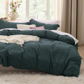 Bedsure Oversized King Duvet Cover Set - Forest Green Extra Soft Prewashed Cotton-Like Polyester, 3 Pieces (120''x98'') with Zipper Closure & 2 Pillow Shams