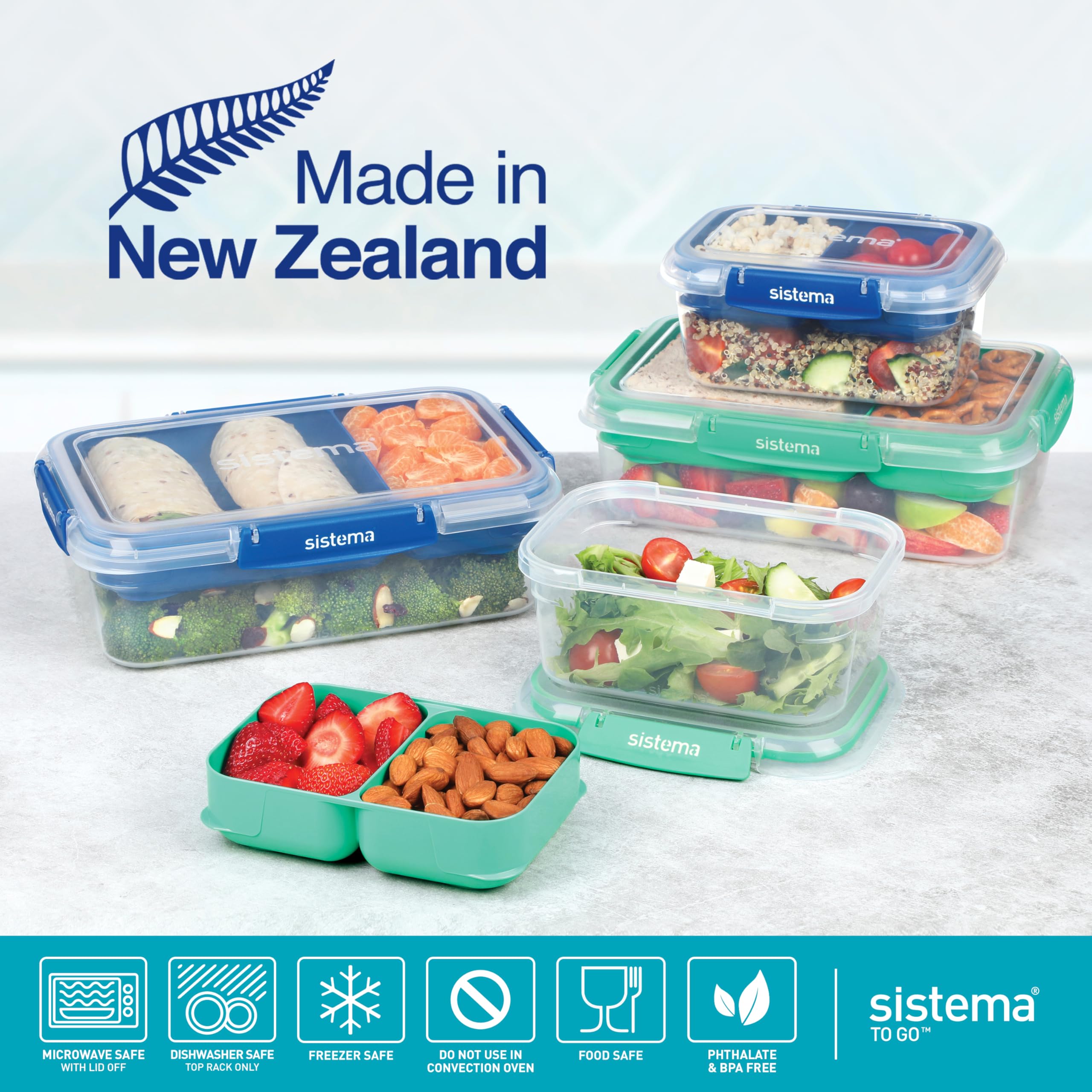 Sistema TO GO Stax Leakproof Food Storage Containers | 1 L | Airtight & Stackable Meal Prep Containers with Lids | Lunch Boxes | BPA-Free | 3 Count