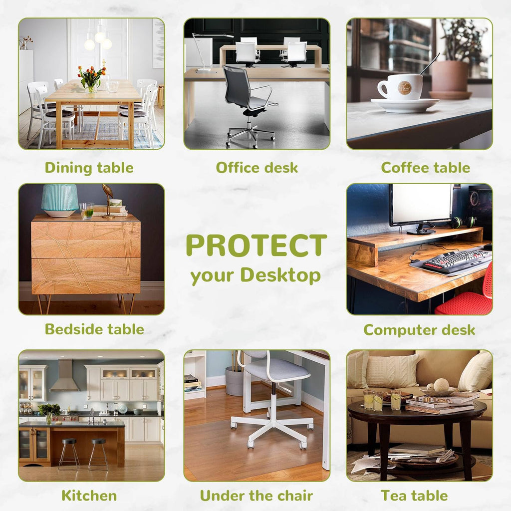 Eisdroma 38 x 61 Inch Clear Table Cover Protector, 2mm Thick Clear Table Protector for Dining Room Table, Plastic Table Cover, Waterproof Table Pad for Kitchen, Office