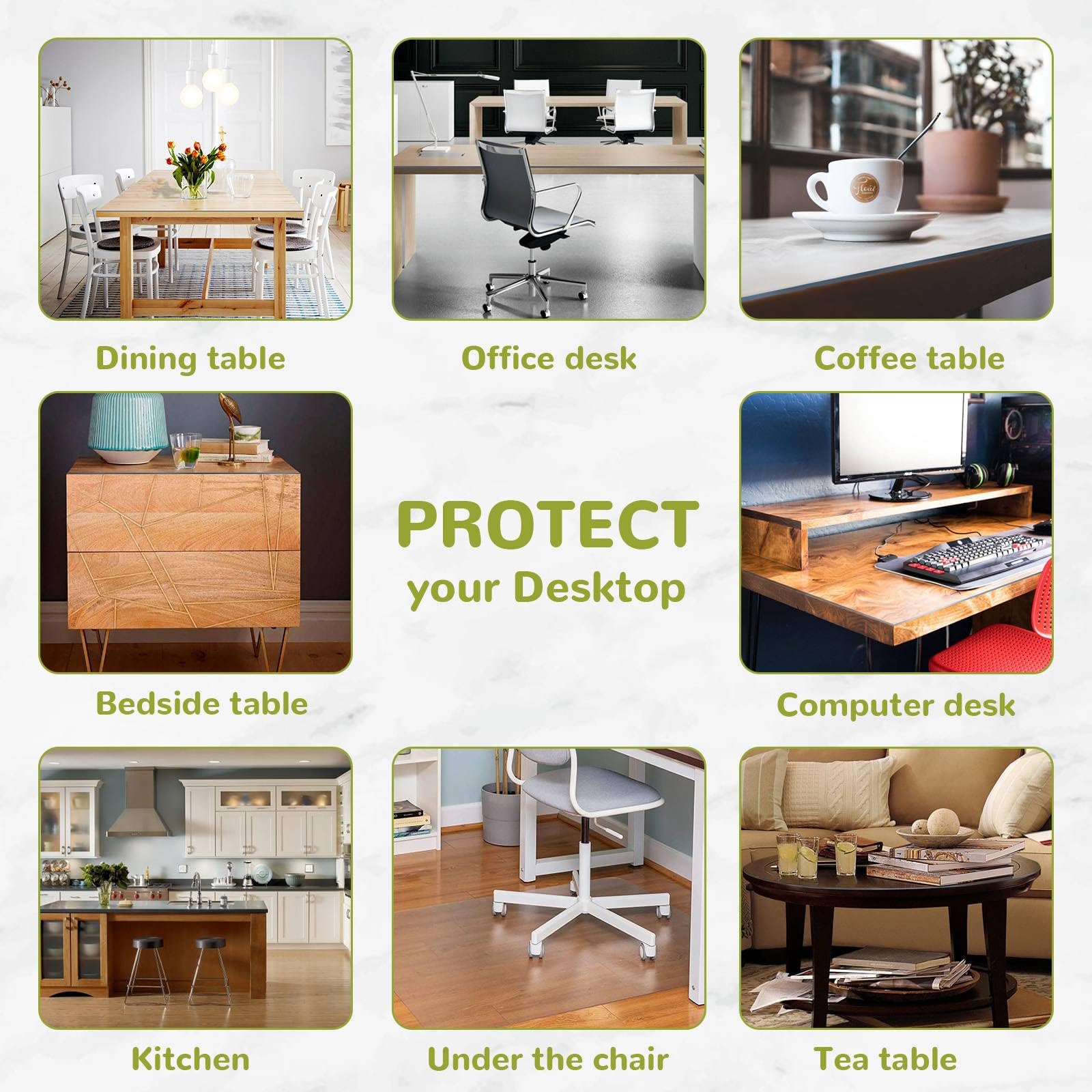 Eisdroma 38 x 61 Inch Clear Table Cover Protector, 2mm Thick Clear Table Protector for Dining Room Table, Plastic Table Cover, Waterproof Table Pad for Kitchen, Office