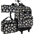 AGSDON Rolling Backpack for Girls, Women Roller Wheels Bookbag, Laptop Daisy Wheeled School Bag with Wheels for Teens