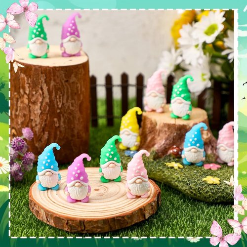 Lunmon Mini Resin Gnome Figurines - 50 Pcs Tiny Fairy Statues for Spring & Easter Decor | Indoor/Outdoor Use