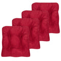 Sweet Home Collection Chair Cushion Crushed Memory Foam Pads Premium Slip Non Skid Microdot Rubber Back Tufted 16" x 16" x 3.25" Thick Seat Cover, 4 Pack, Red, Fluffy Chair Cushion(Pack of 1)