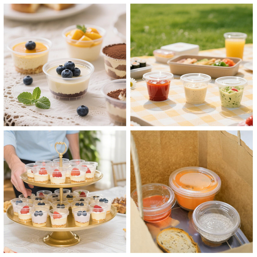Fansyer 400 sets - 4 oz Portion Cups with Lids, Jello Shot Cups with Lids, Bulk ＆ Clear Sauce Cups for Meal Prep, Disposable Small Plastic Containers for Salad Dressing, Condiment, Snacks