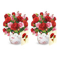 Freshcut Paper Pop Up Cards, Mini Blooming Roses (Set of 2), 6 Inch Mini Sized Forever Flower Bouquet 3D Popup Greeting Cards, Valentine's Day, Anniversary Card, Blank Notecard & Envelope