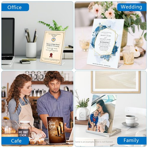 DESONAUT 6 Pack 5"x 7" Clear Acrylic Self Standing Picture Frames，Photo Frame Stand Perfect for Showcasing Memories Tabletop Display for Home or Office Décor，Vertical