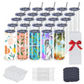 SAPVRIT 25 Pack 20oz Sublimation Tumblers Bulk With Flat Edge, 20OZ Flat Sublimation Tumbler Blank, Skinny Straight Stainless Steel Blanks Cups with Individual Box(25, 20OZ)