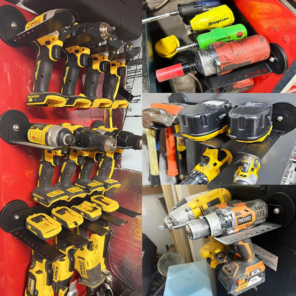 ULIBERMAGNET Power Tool Organizer - Heavy-Duty 3-Slot Wall Mount Storage Rack with Screwdriver Holder | Ideal for Garage & Workshop