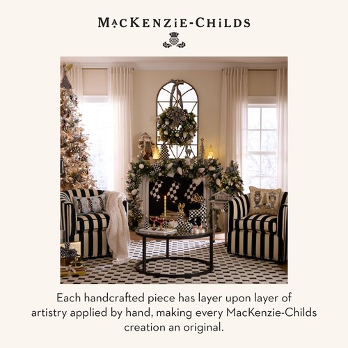MACKENZIE-CHILDS Lumbar Throw Pillow, Decorative Polyester Pillow for Christmas Decor, 12x22, Black-and-White Courtly Nutcracker
