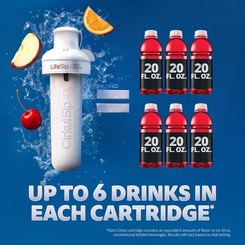 Cirkul 22oz BPA-Free Water Bottle Starter Kit - Blue Lid & 3 Flavor Cartridges | Zero Calories