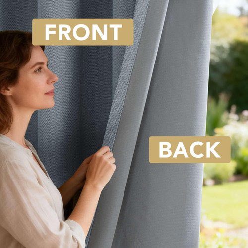 H.VERSAILTEX 100% Blackout Curtains Back Tab Full Light Blocking Curtain Draperies with Gray Coating Thermal Insulated Window Treatment Set of 2 Panels, 52" W x 84" L, Stone Blue