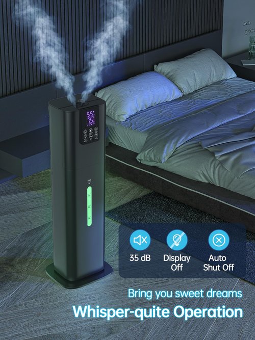 8L Smart Humidifiers for Bedroom Large Room, 2.1Gal Cool Mist Top Fill Diffuser Ambient Light, App & Remote Control, 3 Mist Modes, Quiet Humidifier for Home Office Plant (Black)