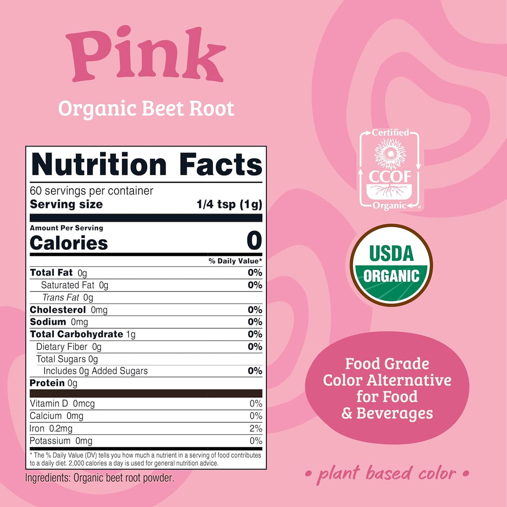 Nutricost Pink Plant-Based Food Coloring - Organic Beet Root Powder | 60 Servings for Food & Beverages