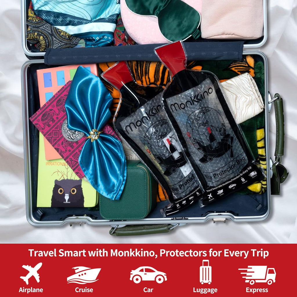 Wine Bags for Travel, 3 PACK Leakproof Wine Bottle Bags, (All-Around Protection) Reusable Wine Bottle Travel Protector Bags, Leak-proof Wine Sleeves for Suitcase, Airplane, Durable Bubble Wrap
