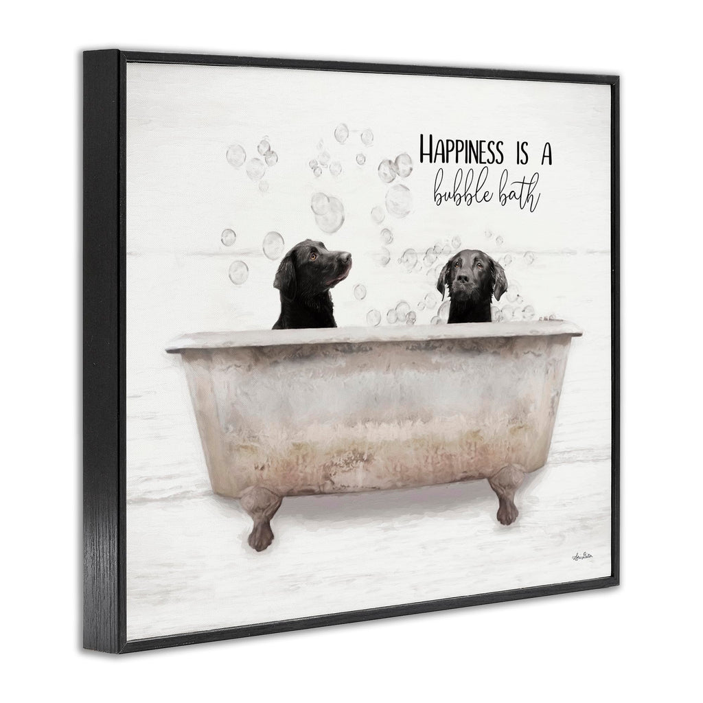 Stupell Industries 'Happiness is a Bubble Bath Dogs', Framed Giclee Art, Black, 20 x 16 Inches, Easy to Hang and Sturdy, Made in USA, by Lori Deiter