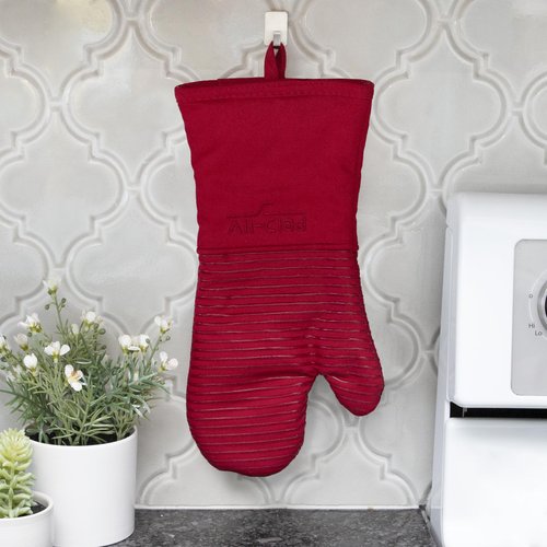All-Clad Premium Silicone Oven Mitt: Heat Resistant to 500 Degrees - 100% Cotton & Silicone, 14"x7" Pot Holder for Kitchen and Barbeque, (1-Pack), Chili