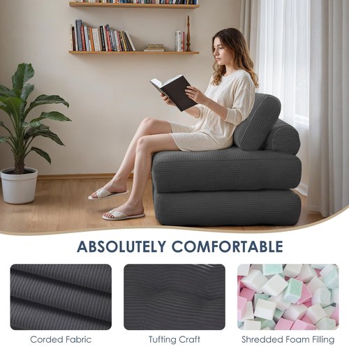 LFCREATOR Folding Sofa Bed,Convertible Sleeper Chair for Adults, Folding Sofa Bed Foam Filling Couch with Pillow，Sleeper Chairs Single Size Floor Mattress