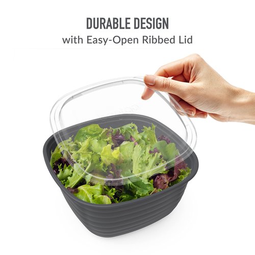 Bentgo Prep - 1-Compartment Bowls with Custom Fit Lids - Reusable, Microwaveable, Durable, PFAS & BPA-Free, Freezer and Dishwasher Safe Meal Prep Food Storage - 10 Bowls & 10 Lids (Graphite)