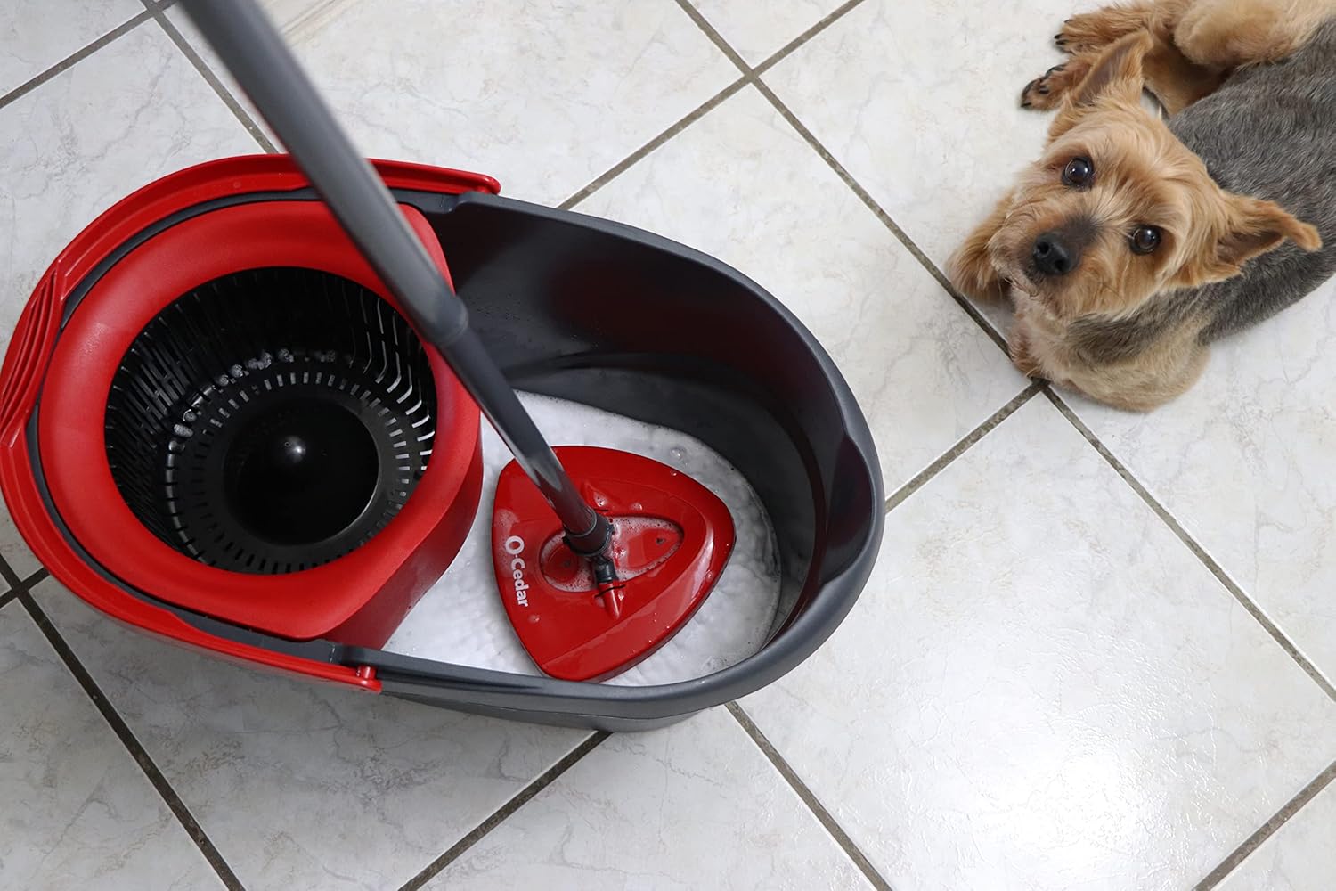 O-Cedar EasyWring Microfiber Spin Mop - Efficient Floor Cleaning System with 4 Extra Refills