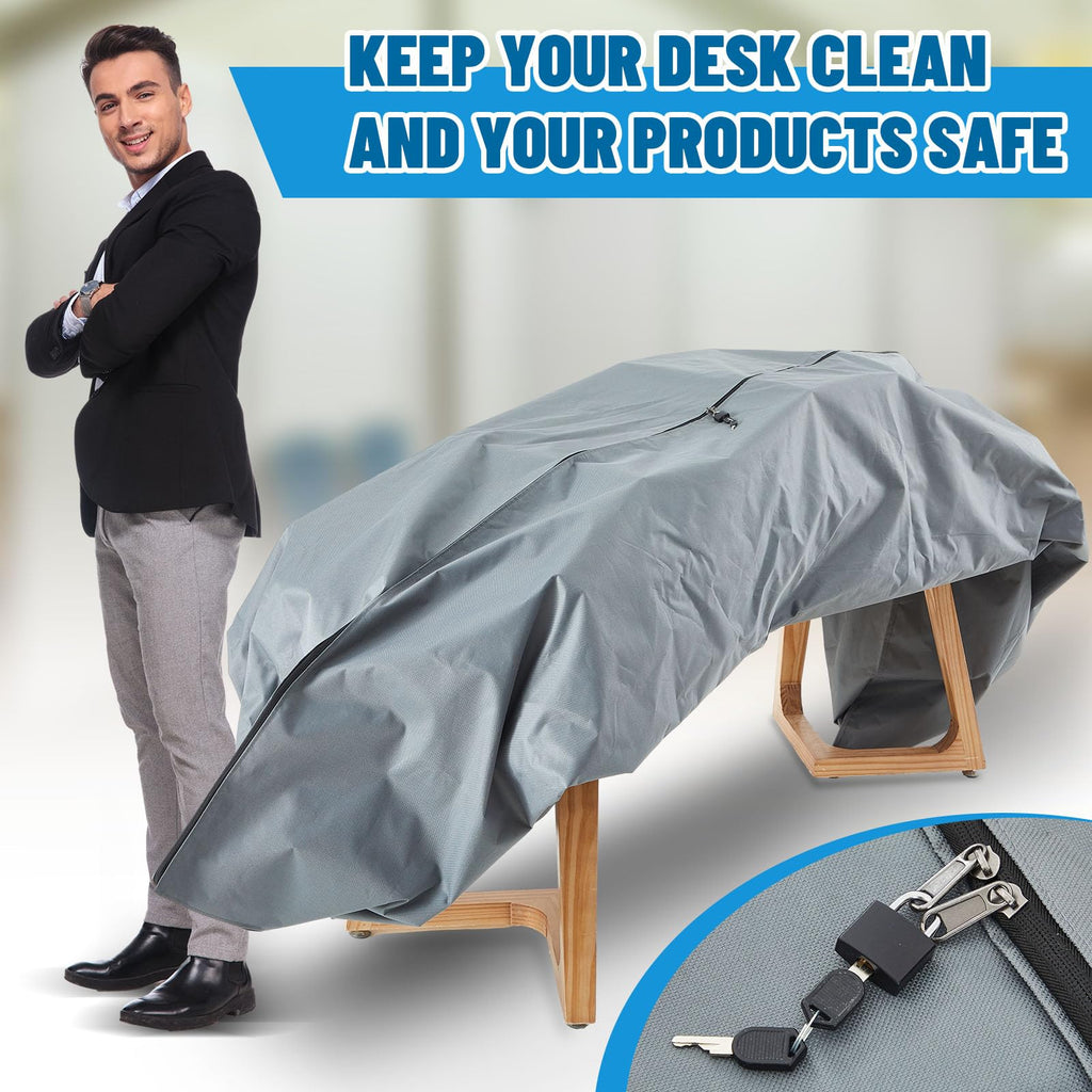Wowangce 126" x 88" Trade Show Zip Up Table Cover 600D Oxford Waterproof Trade Show Table Cover Lockable Display Case Body Bag Showcases Tablecloth with Zipper Padlock for 8 ft Vendor Outdoor Wedding