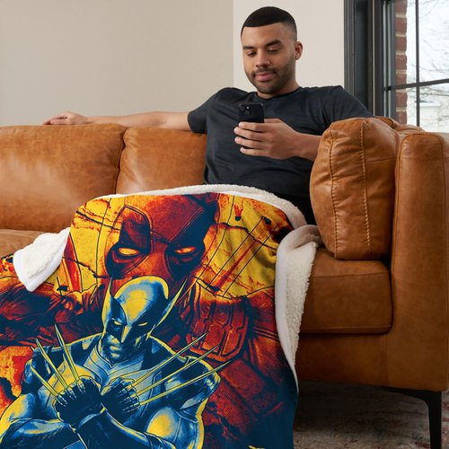 Northwest Deadpool Silk Touch Sherpa Throw Blanket, 50" x 60", Dead and Shred