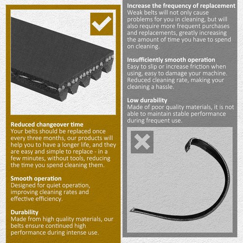 HASMX R15364B Serpentine Belt Fits for Vacuum Model PN12 Powerheads with The Grooved Motor Shaft, 2-Pack