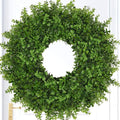 Large 26-Inch Boxwoods Wreath by [Brand Name] - Artificial Green Leaves for Year-Round Home Decor