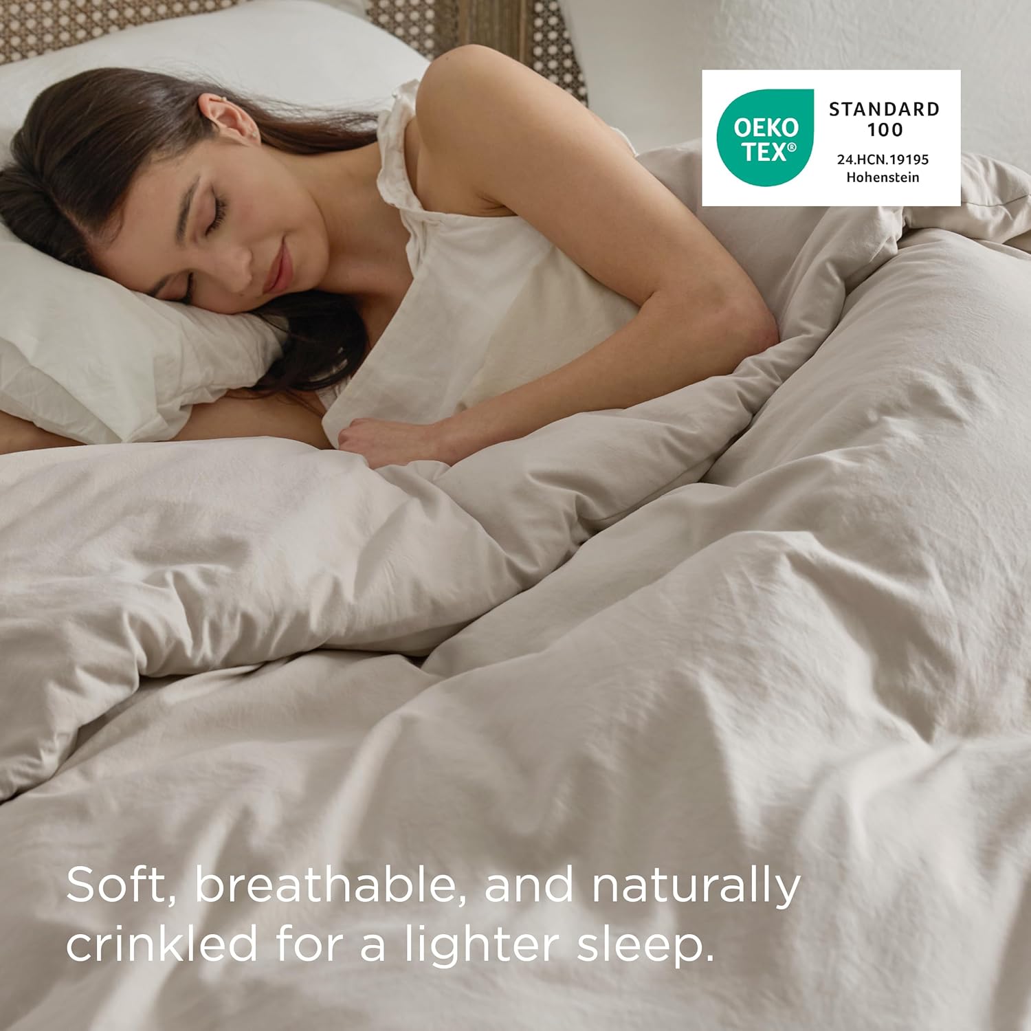Bedsure California King Duvet Cover - Soft Prewashed Cotton-Like Polyester, 104x98 Inches with Zipper Closure, Linen